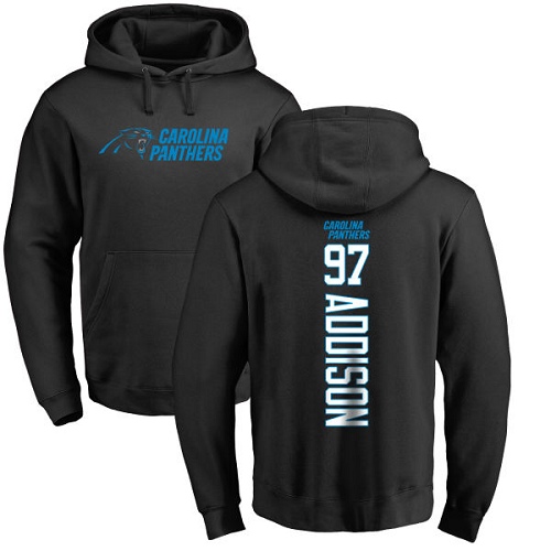 Carolina Panthers Men Black Mario Addison Backer NFL Football 97 Pullover Hoodie Sweatshirts